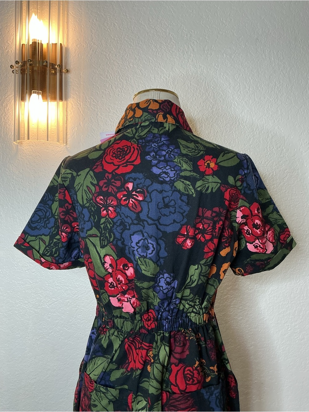 Lucy & Yak Floral Zip-Front Jumpsuit in Black, Red, Green, Blue - Picture 6 of 12